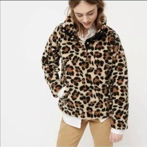 J. Crew Vintage Fleece Leopard Print Pullover